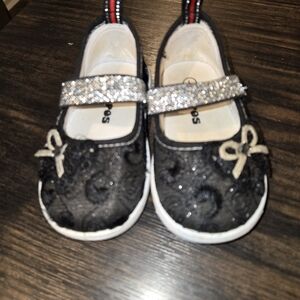 Elegant Black and Silver Kids Dress Shoes